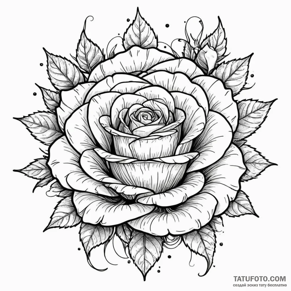 Cosmic rose blooming in frost, tattoo sketch... - эскиз тату (№1750639073_0, 23.06.2025 00:37) — Tatufoto.com