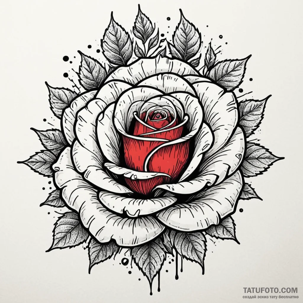 Cosmic rose blooming in frost, tattoo sketch... - эскиз тату (№1750639073_1, 23.06.2025 00:37) — Tatufoto.com