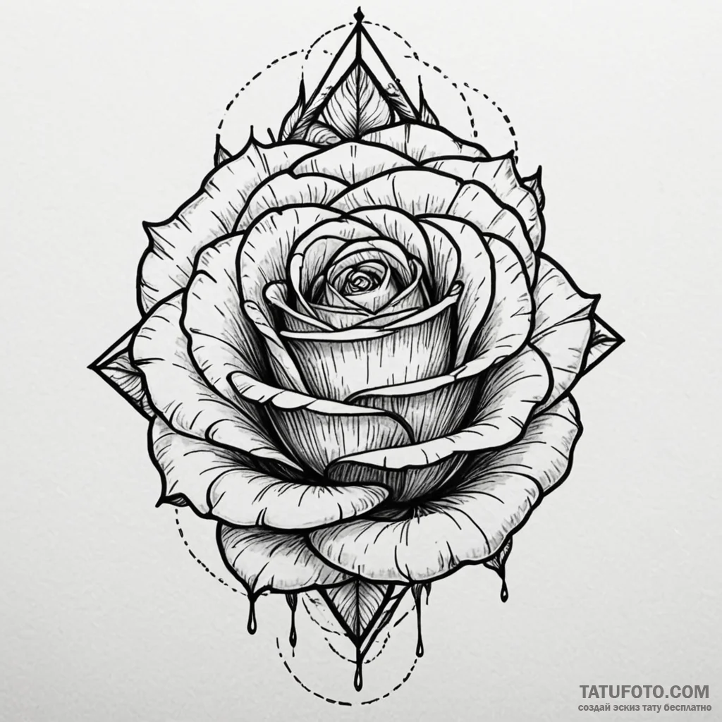 Gleaming rose beneath spectral eye, ink illus... - эскиз тату (№1750639163_1, 23.06.2025 00:39) — Tatufoto.com