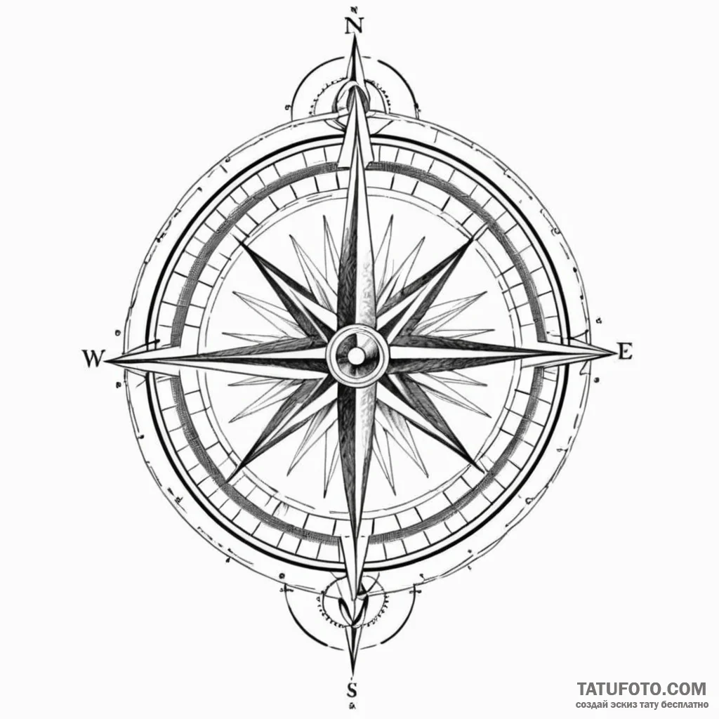 Compass - эскиз тату (№1750639867_0, 23.06.2025 00:51) — Tatufoto.com