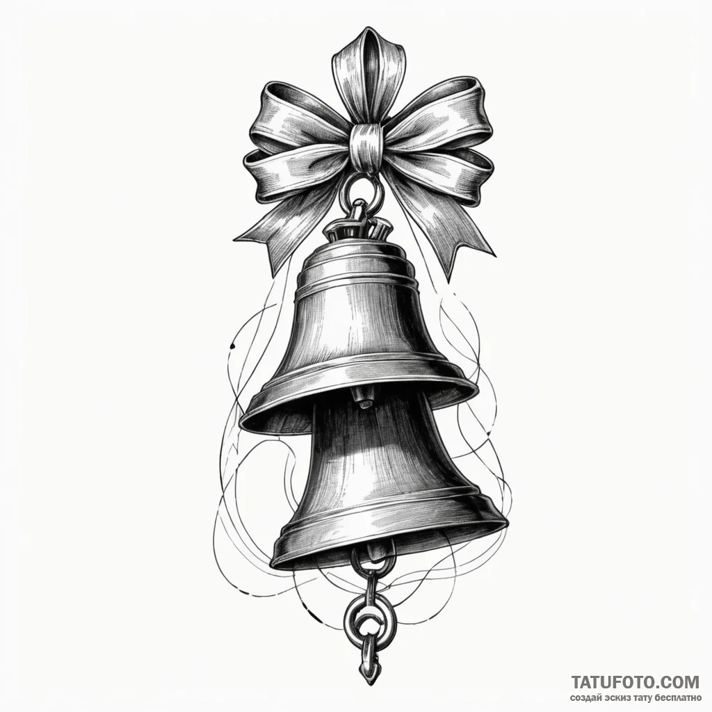 A classic bell with a ribbon, celebration,, i... - эскиз тату (№1750640743_0, 23.06.2025 01:05) — Tatufoto.com