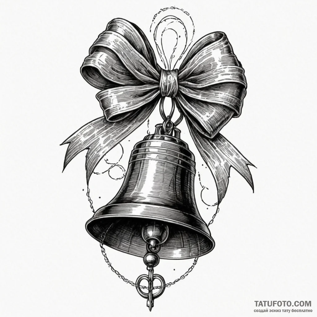 A classic bell with a ribbon, celebration,, i... - эскиз тату (№1750640743_1, 23.06.2025 01:05) — Tatufoto.com