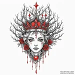 Glyph-etched crown beneath spectral tree, tat… — эскиз тату (№1750640829_0, 23.06.2025 01:07) — Tatufoto.com