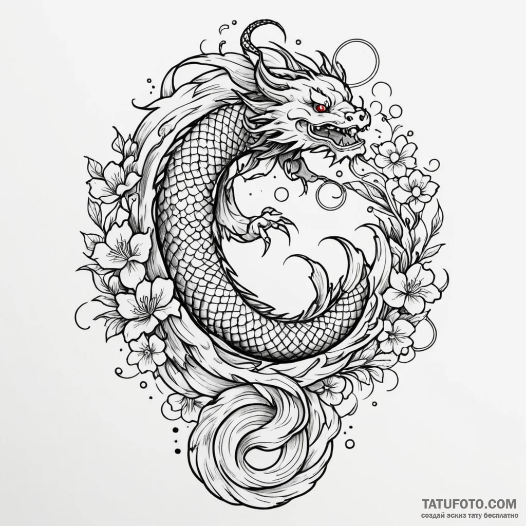 Lunar serpent weaving through stars, tattoo s... - эскиз тату (№1750641012_1, 23.06.2025 01:10) — Tatufoto.com