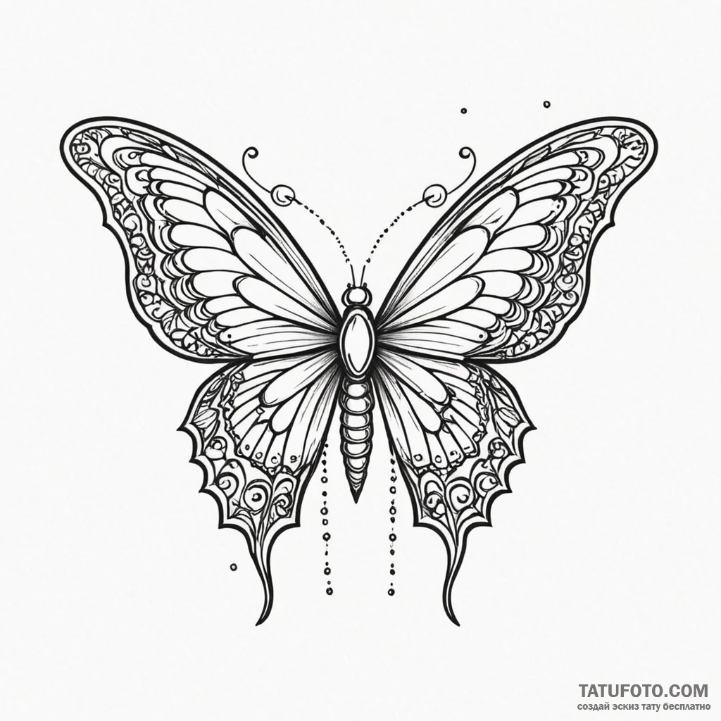 Art deco butterfly with metal wings, tattoo d... - эскиз тату (№1750641628_0, 23.06.2025 01:20) — Tatufoto.com