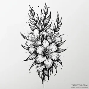 Gladiolus, tattoo sketch design, black and gr... - эскиз тату (№1750642505_1, 23.06.2025 01:35) — Tatufoto.com