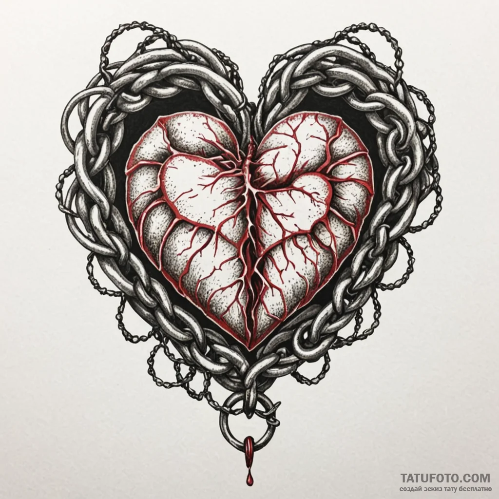 Quartz heart bound in chains, tattoo sketch d... - эскиз тату (№1750643133_0, 23.06.2025 01:45) — Tatufoto.com