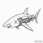Shark with cybernetic fins and teeth of steel… — эскиз тату (№1750643759_0, 23.06.2025 01:55) — Tatufoto.com