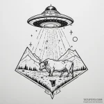 Ufo abducting a cow with a beam of light, art… — эскиз тату (№1750644340_1, 23.06.2025 02:05) — Tatufoto.com