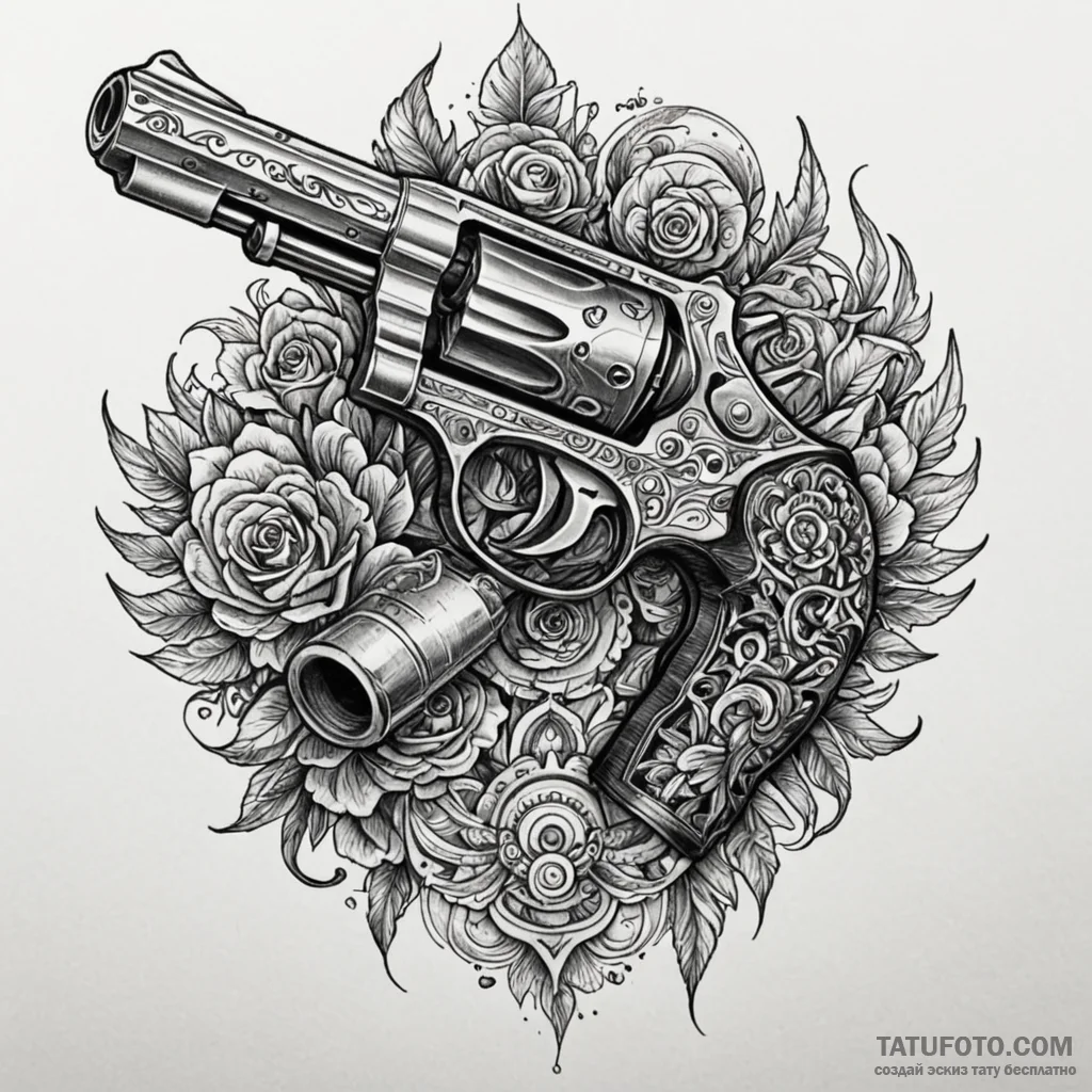Revolver cylinder, with each chamber holding... - эскиз тату (№1750644525_0, 23.06.2025 02:08) — Tatufoto.com