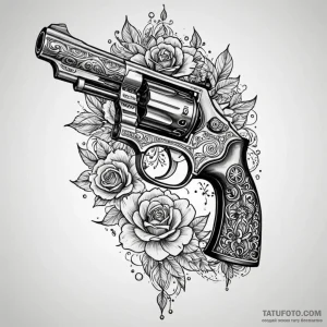 Revolver cylinder, with each chamber holding... - эскиз тату (№1750644525_1, 23.06.2025 02:08) — Tatufoto.com
