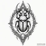 Scarab relic beneath shattered spire, tattoo… — эскиз тату (№1750645349_0, 23.06.2025 02:22) — Tatufoto.com