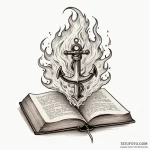 Burning book with spectral smoke, concept art… — эскиз тату (№1750645543_1, 23.06.2025 02:25) — Tatufoto.com