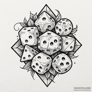 Dice, tattoo flash sheet design, linework tat... - эскиз тату (№1750646172_0, 23.06.2025 02:36) — Tatufoto.com