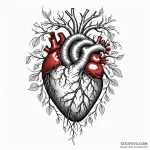 Anatomical heart with roots growing into the… — эскиз тату (№1750646442_0, 23.06.2025 02:40) — Tatufoto.com