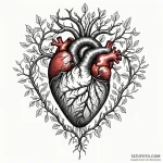 Anatomical heart with roots growing into the… — эскиз тату (№1750646442_1, 23.06.2025 02:40) — Tatufoto.com