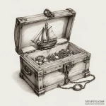 Jewelry box, slightly open, with light pourin… — эскиз тату (№1750647068_0, 23.06.2025 02:51) — Tatufoto.com