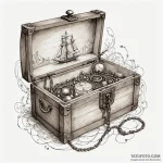 Jewelry box, slightly open, with light pourin… — эскиз тату (№1750647068_1, 23.06.2025 02:51) — Tatufoto.com