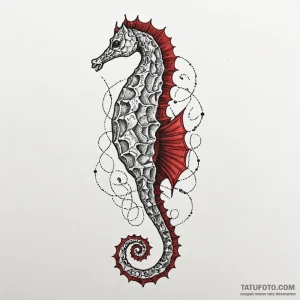 Seahorse with delicate, wing-like fins, tatto... - эскиз тату (№1750647156_0, 23.06.2025 02:52) — Tatufoto.com