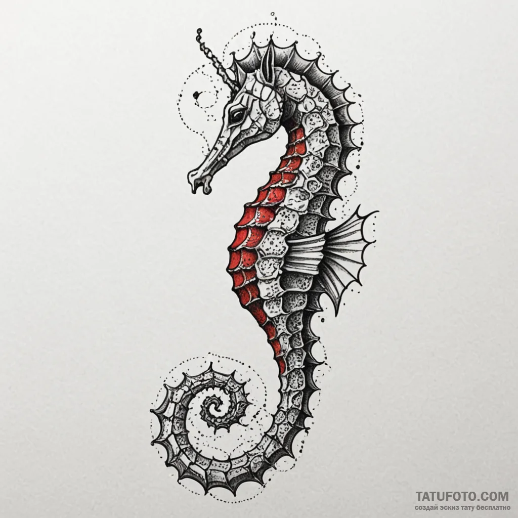 Seahorse with delicate, wing-like fins, tatto... - эскиз тату (№1750647156_1, 23.06.2025 02:52) — Tatufoto.com