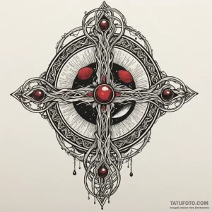 Nether relic beneath crimson moon, tattoo fla... - эскиз тату (№1750648165_1, 23.06.2025 03:09) — Tatufoto.com