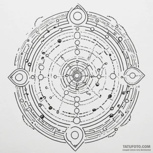 Pac-man eating a line of dots, ink illustrati... - эскиз тату (№1750648258_0, 23.06.2025 03:10) — Tatufoto.com