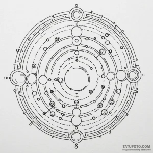 Pac-man eating a line of dots, ink illustrati... - эскиз тату (№1750648258_1, 23.06.2025 03:10) — Tatufoto.com