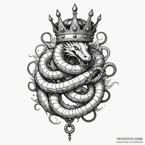 Blood serpent coiled around crown, artistic t... - эскиз тату (№1750648821_0, 23.06.2025 03:20) — Tatufoto.com