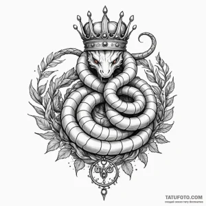 Blood serpent coiled around crown, artistic t... - эскиз тату (№1750648821_1, 23.06.2025 03:20) — Tatufoto.com
