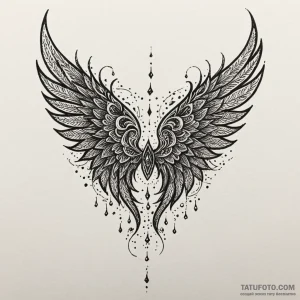 Sapphire wings beneath burning sky, tattoo sk... - эскиз тату (№1750649012_0, 23.06.2025 03:23) — Tatufoto.com