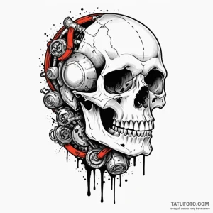 Yorick's skull, held by a robot hamlet, tatto... - эскиз тату (№1750649752_1, 23.06.2025 03:35) — Tatufoto.com