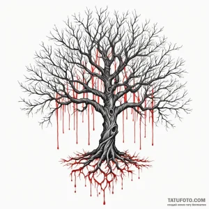 Corrupted tree with glowing veins, tattoo dra... - эскиз тату (№1750649846_1, 23.06.2025 03:37) — Tatufoto.com