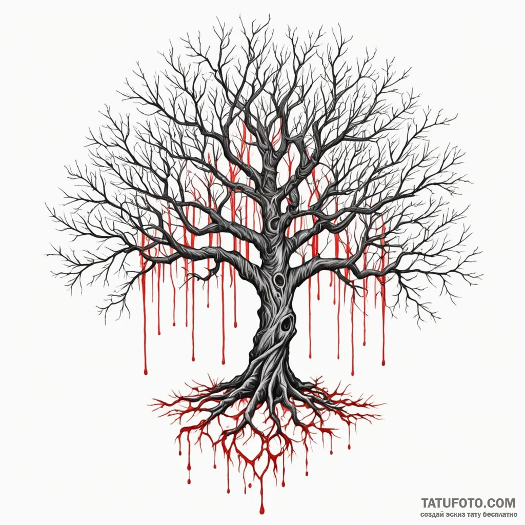 Corrupted tree with glowing veins, tattoo dra... - эскиз тату (№1750649846_1, 23.06.2025 03:37) — Tatufoto.com