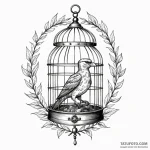 Bird and cage, ink illustration for tattoo, s… — эскиз тату (№1750650668_0, 23.06.2025 03:51) — Tatufoto.com