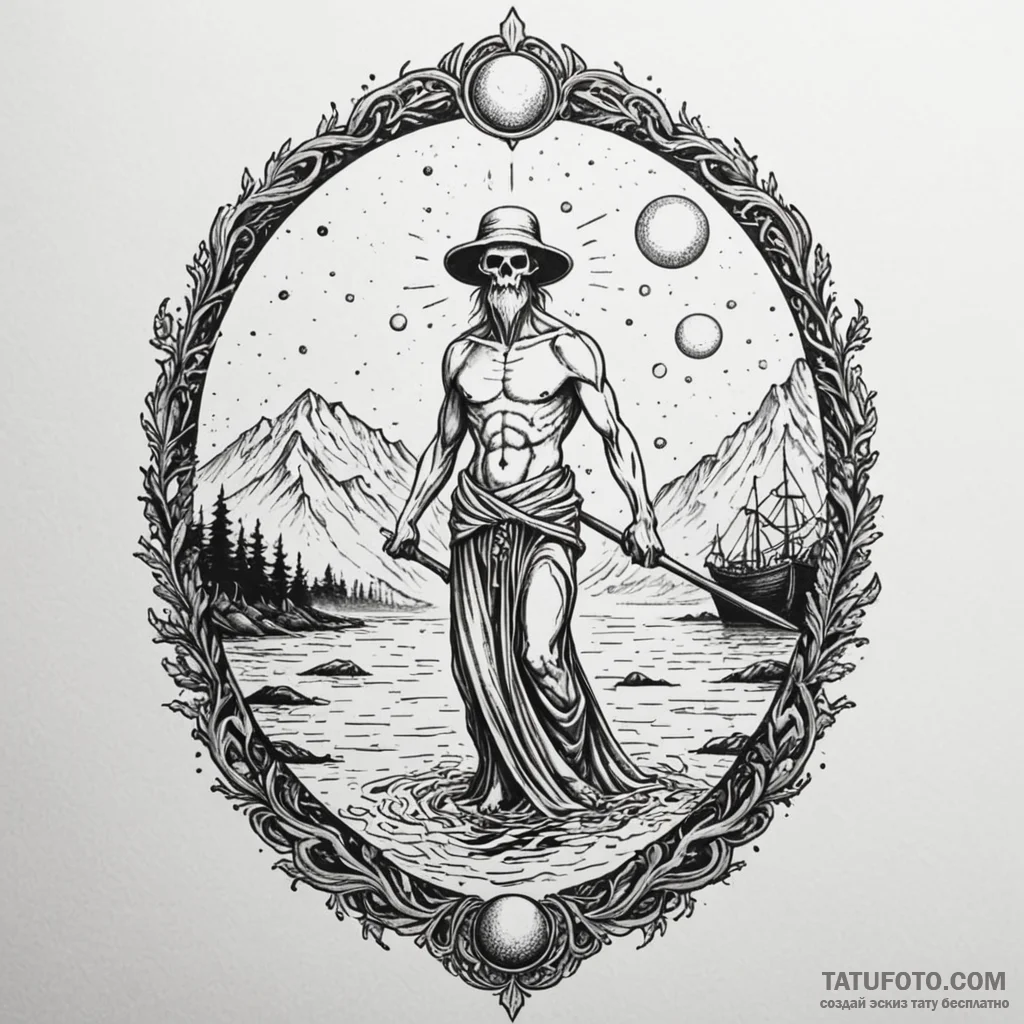 Charon on the river styx, tattoo drawing outl... - эскиз тату (№1750650757_1, 23.06.2025 03:52) — Tatufoto.com