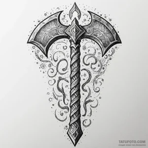 God of war's leviathan axe, glowing with fros... - эскиз тату (№1750650937_1, 23.06.2025 03:55) — Tatufoto.com