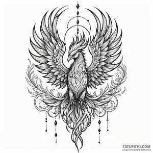 Phoenix relic sealed in frost, tattoo drawing... - эскиз тату (№1750651571_0, 23.06.2025 04:06) — Tatufoto.com