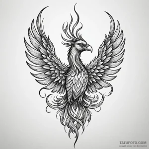 Phoenix relic sealed in frost, tattoo drawing... - эскиз тату (№1750651571_1, 23.06.2025 04:06) — Tatufoto.com