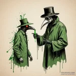 Plague doctor injecting a patient with a glow… — эскиз тату (№1750651668_0, 23.06.2025 04:07) — Tatufoto.com