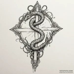 Ethereal serpent shattering mirror, tattoo fl... - эскиз тату (№1750651845_0, 23.06.2025 04:10) — Tatufoto.com