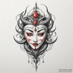 Oracle mask floating in shadow, tattoo sketch… — эскиз тату (№1750652486_0, 23.06.2025 04:21) — Tatufoto.com