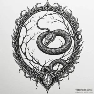 Fallen serpent through shattered mirror, conc... - эскиз тату (№1750653392_1, 23.06.2025 04:36) — Tatufoto.com