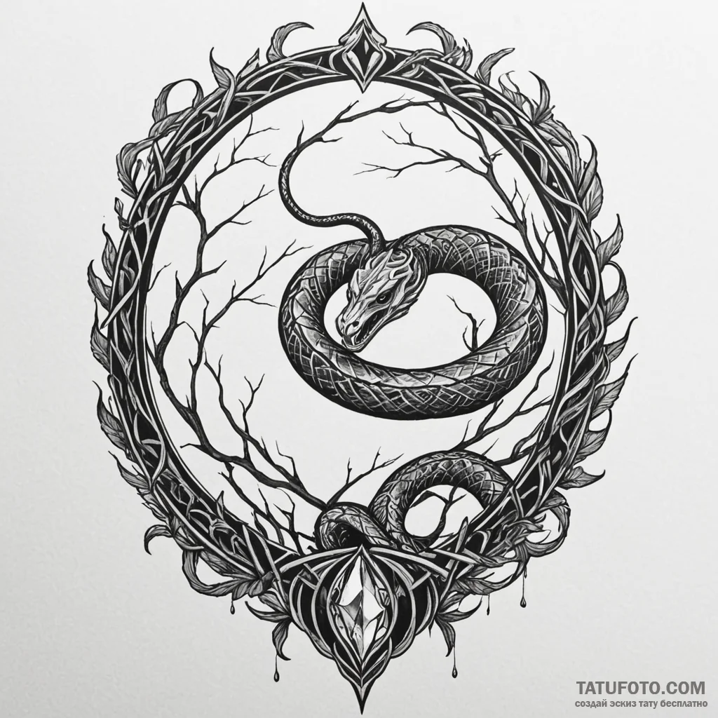 Fallen serpent through shattered mirror, conc... - эскиз тату (№1750653392_1, 23.06.2025 04:36) — Tatufoto.com