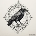 Black raven with stitched beak, tattoo sketch… — эскиз тату (№1750654485_0, 23.06.2025 04:54) — Tatufoto.com