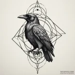 Black raven with stitched beak, tattoo sketch… — эскиз тату (№1750654485_1, 23.06.2025 04:54) — Tatufoto.com