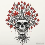 Scarlet crown beneath bone tree, tattoo line… — эскиз тату (№1750654575_0, 23.06.2025 04:56) — Tatufoto.com