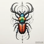 Stag beetle locking horns with another in a p… — эскиз тату (№1750655147_0, 23.06.2025 05:05) — Tatufoto.com