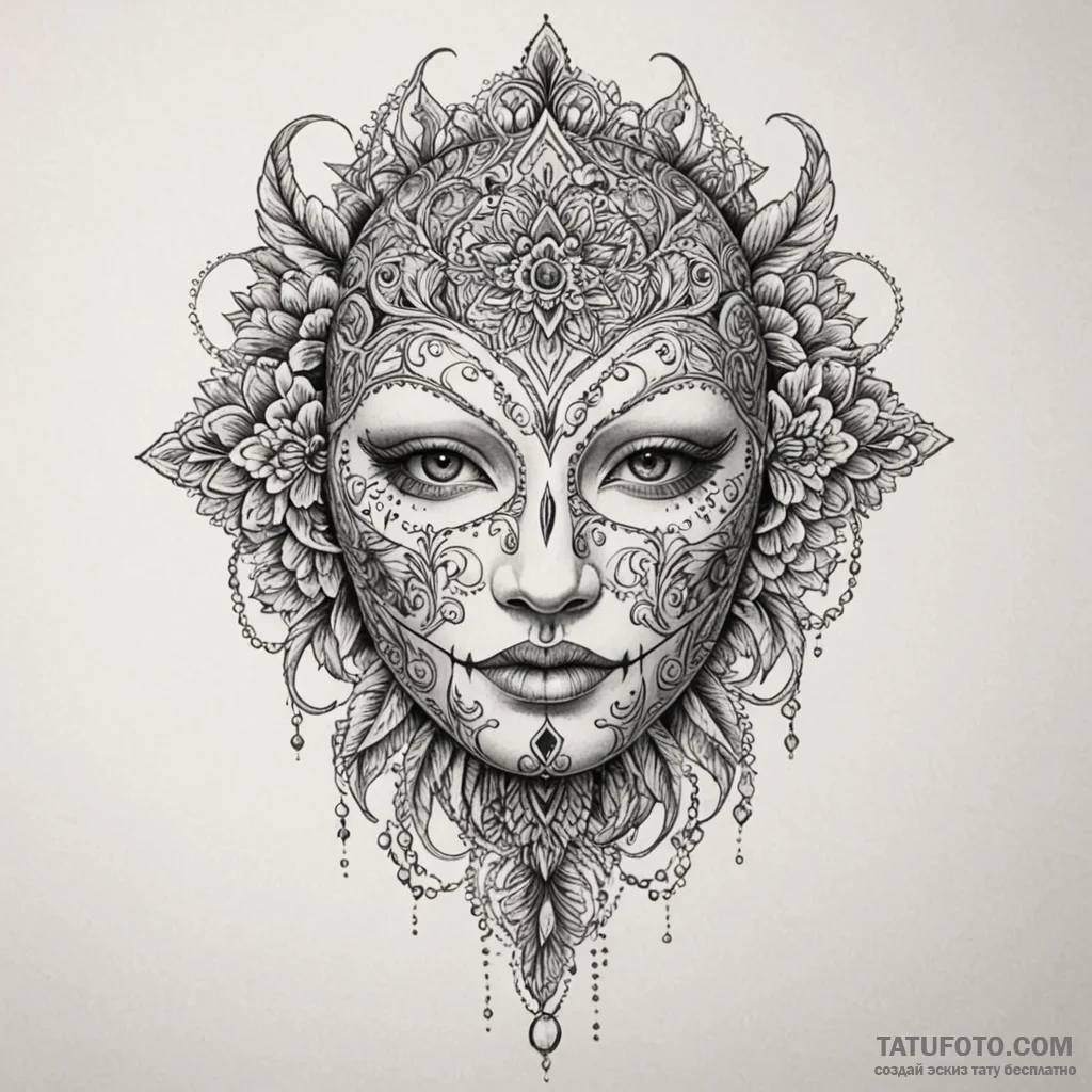 Porcelain mask with stitched mouth, tattoo dr... - эскиз тату (№1750655240_1, 23.06.2025 05:07) — Tatufoto.com