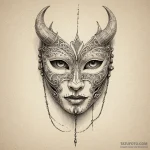 Bone mask stitched with wire, artistic tattoo… — эскиз тату (№1750656147_0, 23.06.2025 05:22) — Tatufoto.com