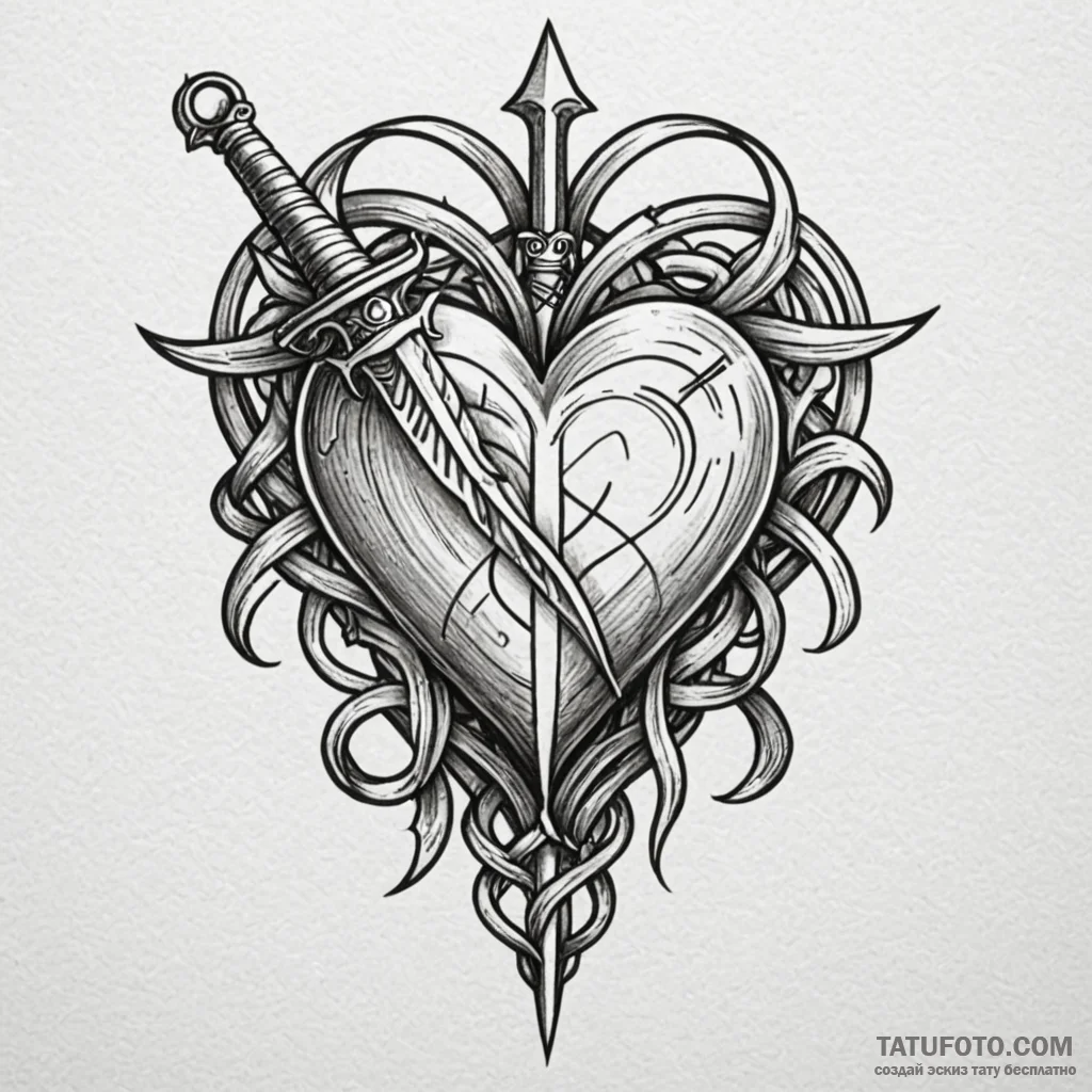 Knotwork dagger through heart, tattoo sketch... - эскиз тату (№1750656986_1, 23.06.2025 05:36) — Tatufoto.com